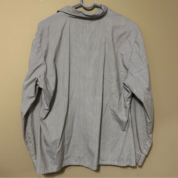 Women's Striped Embroidered Cat Button Down Shirt Rhinestone Angelique - Picture 6 of 11